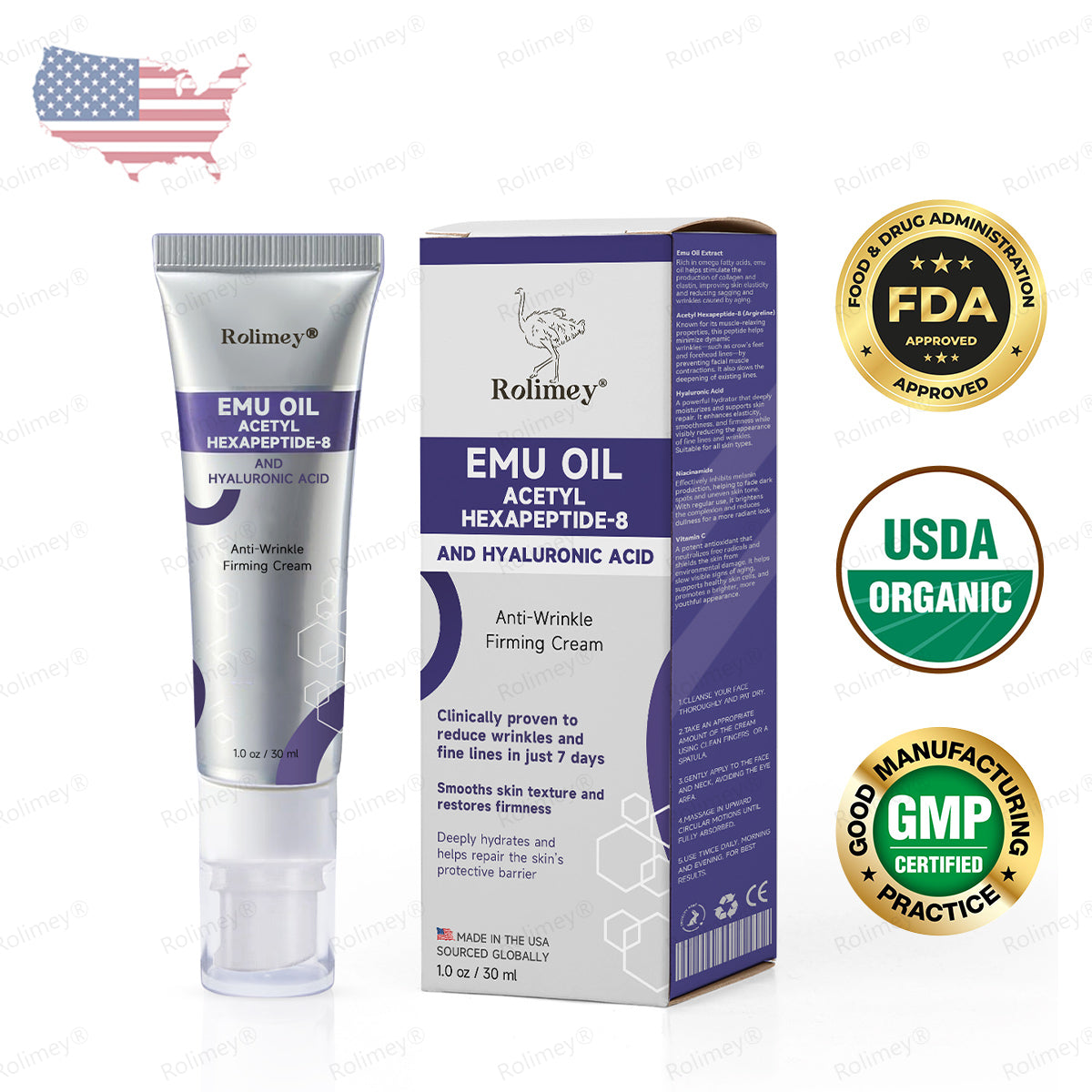✨✨Made in the USA: Rolimey® Emu Oil Anti-Wrinkle Firming Cream (Dermatologist Recommended)