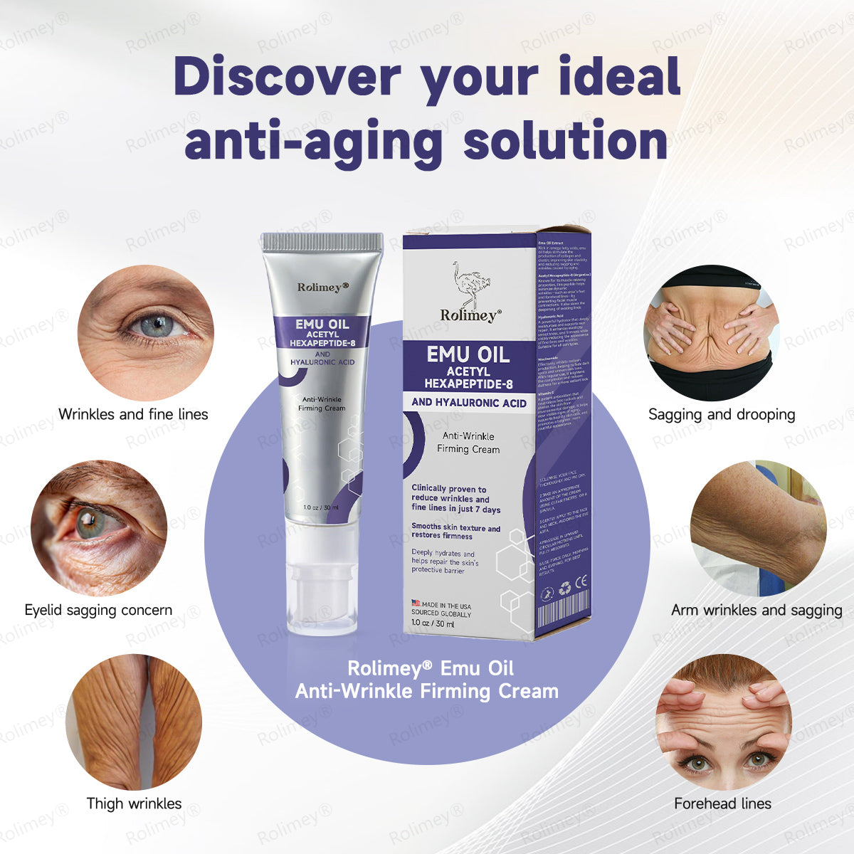 ✨✨Made in the USA: Rolimey® Emu Oil Anti-Wrinkle Firming Cream (Dermatologist Recommended)