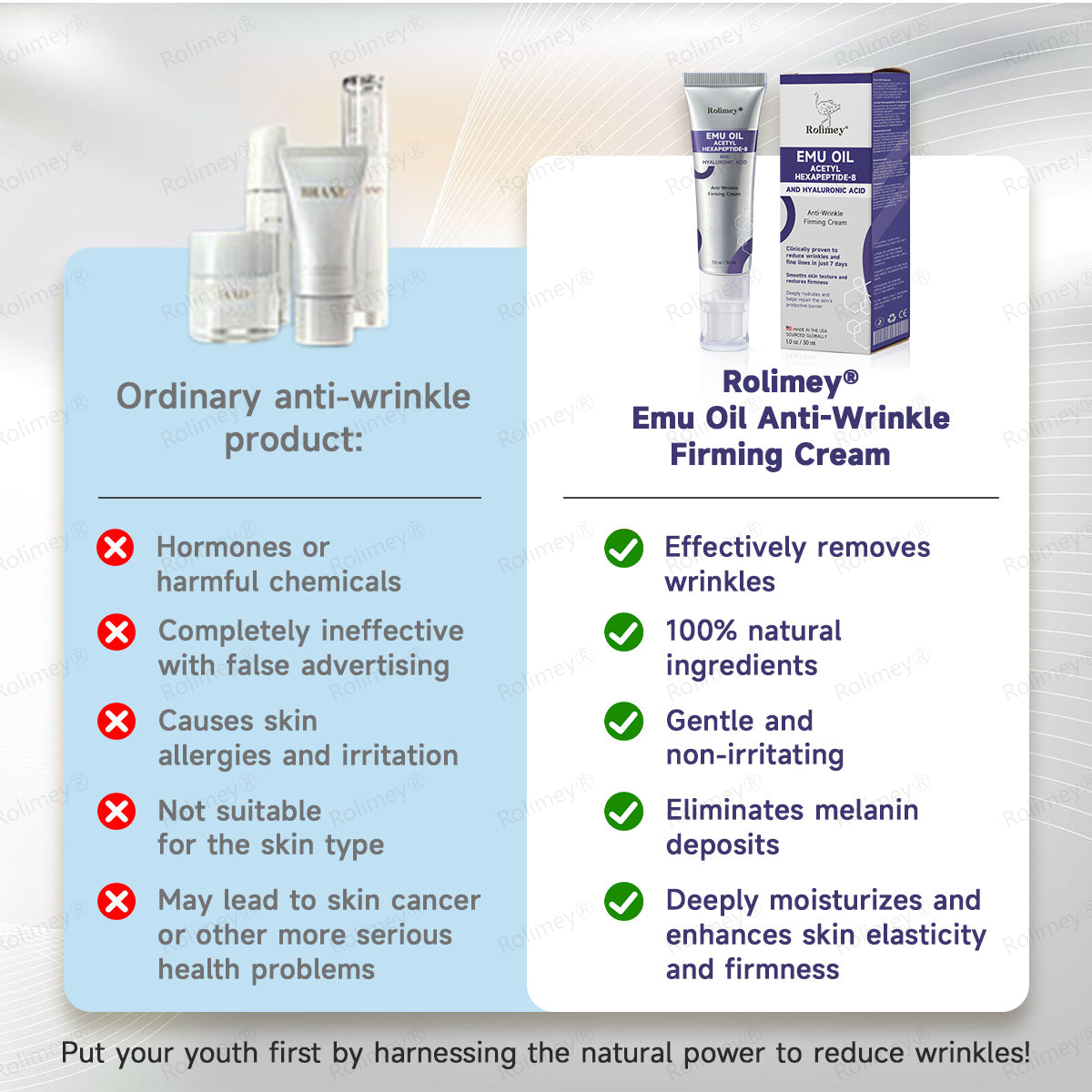 ✨✨Made in the USA: Rolimey® Emu Oil Anti-Wrinkle Firming Cream (Dermatologist Recommended)