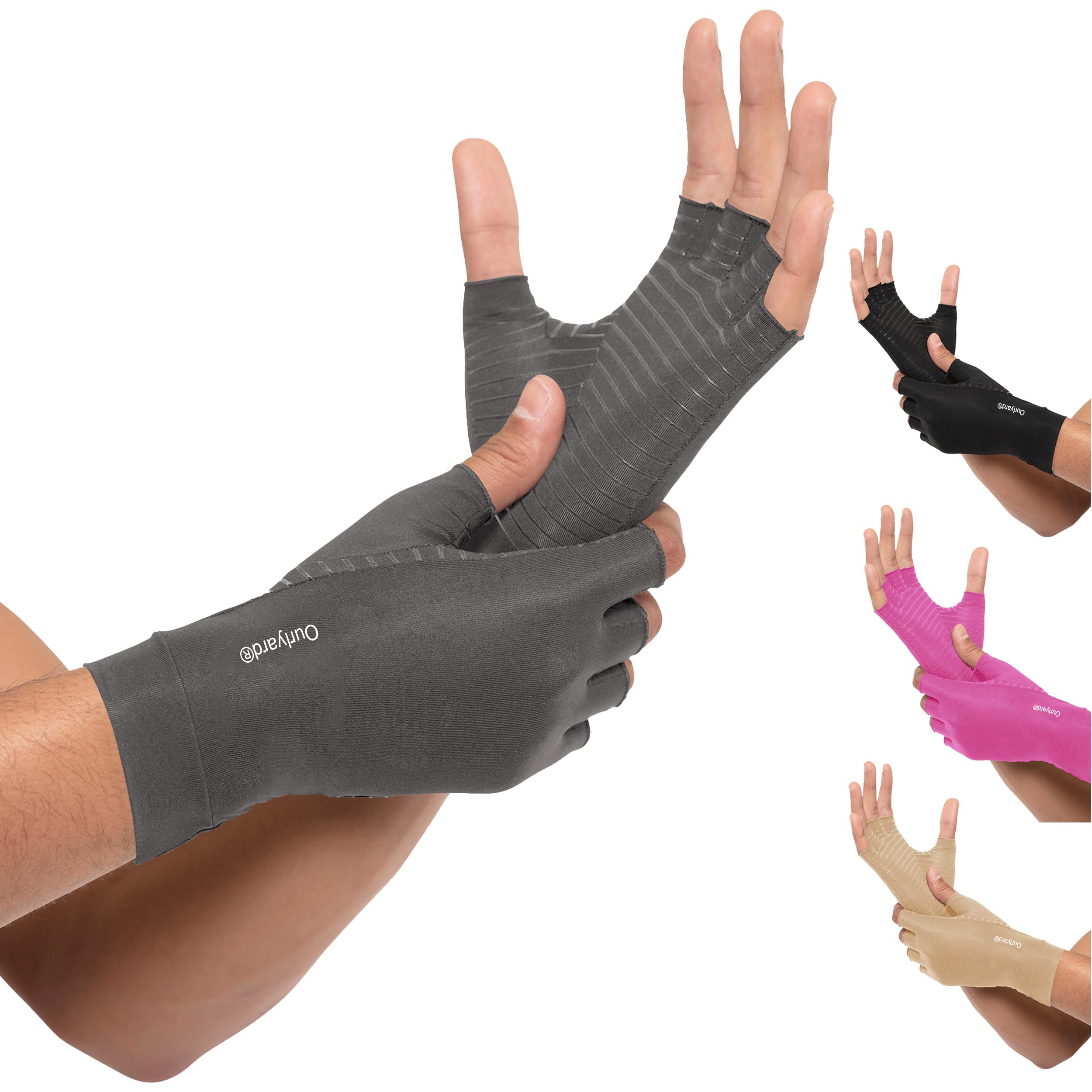 Gray Compression Gloves (1pr · Universal Fit)
