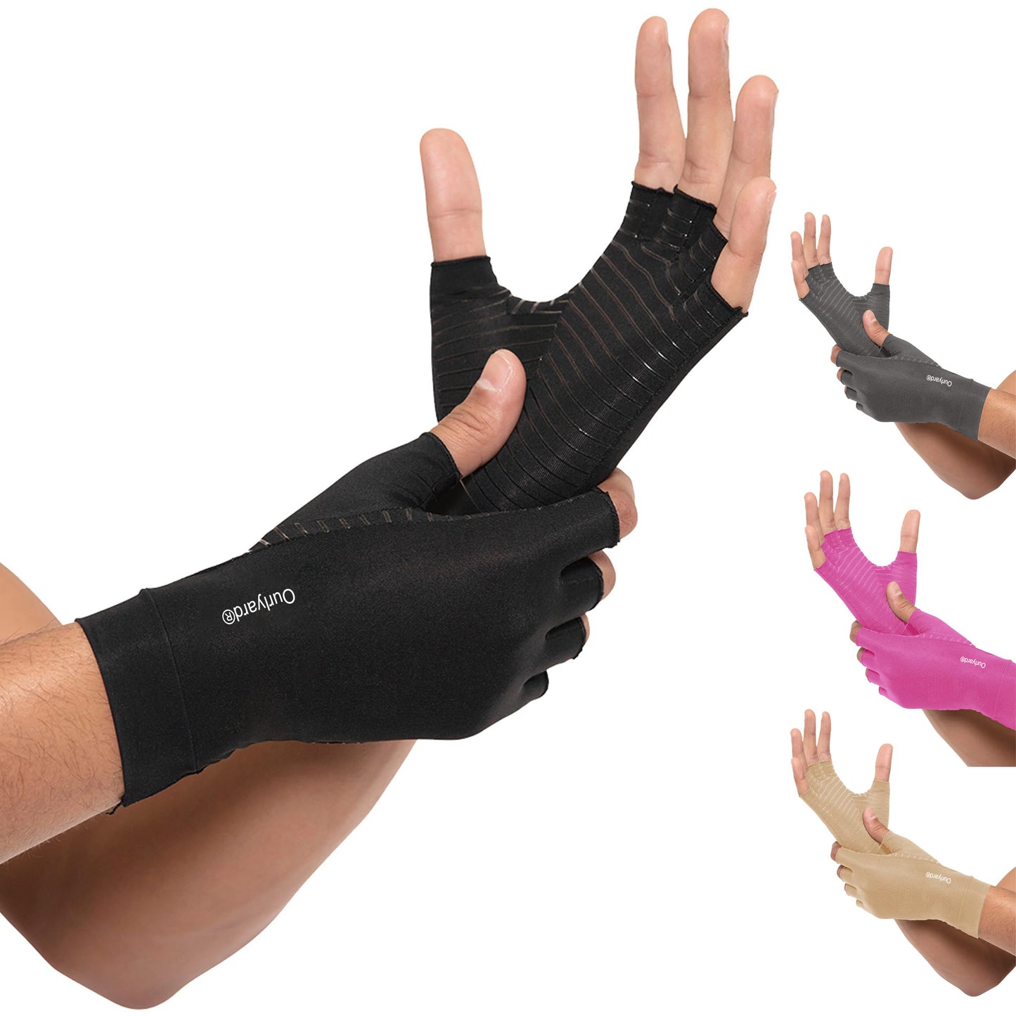 Ourlyard® Compression Arthritis Gloves | Fingerless Arthritis Carpal Tunnel Pain Relief for Men & Women | Hand Support Wrist Brace for Neuropathy, Rheumatoid, Tendonitis, Swelling, Crocheting