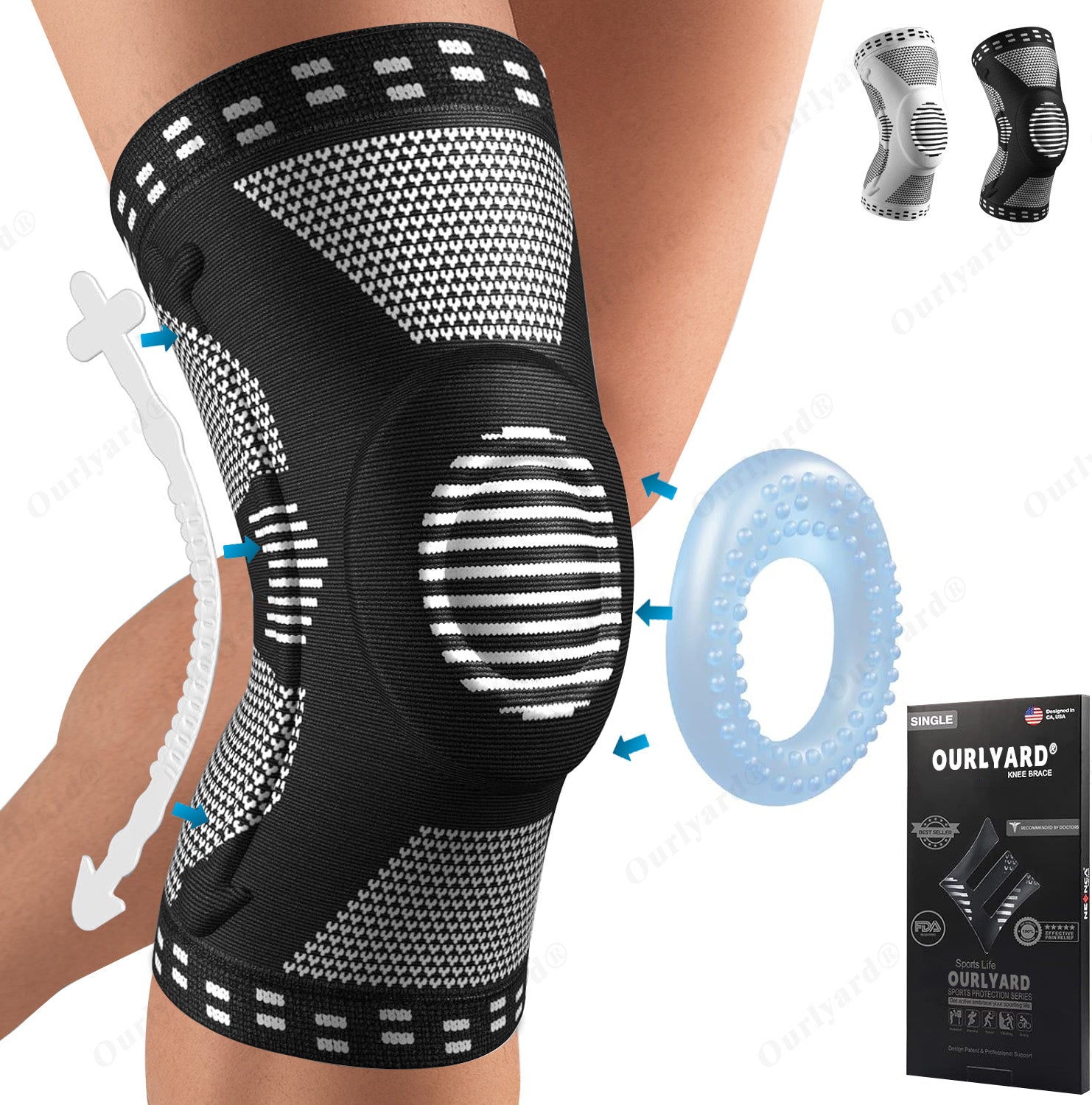 🦵 Black Knee Brace (1pc · Universal Fit)