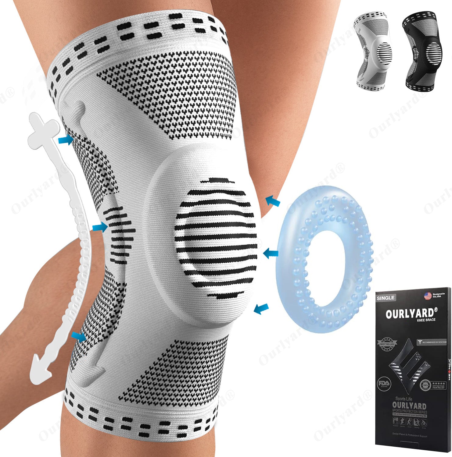 🦵 Gray Knee Brace (1pc · Universal Fit)